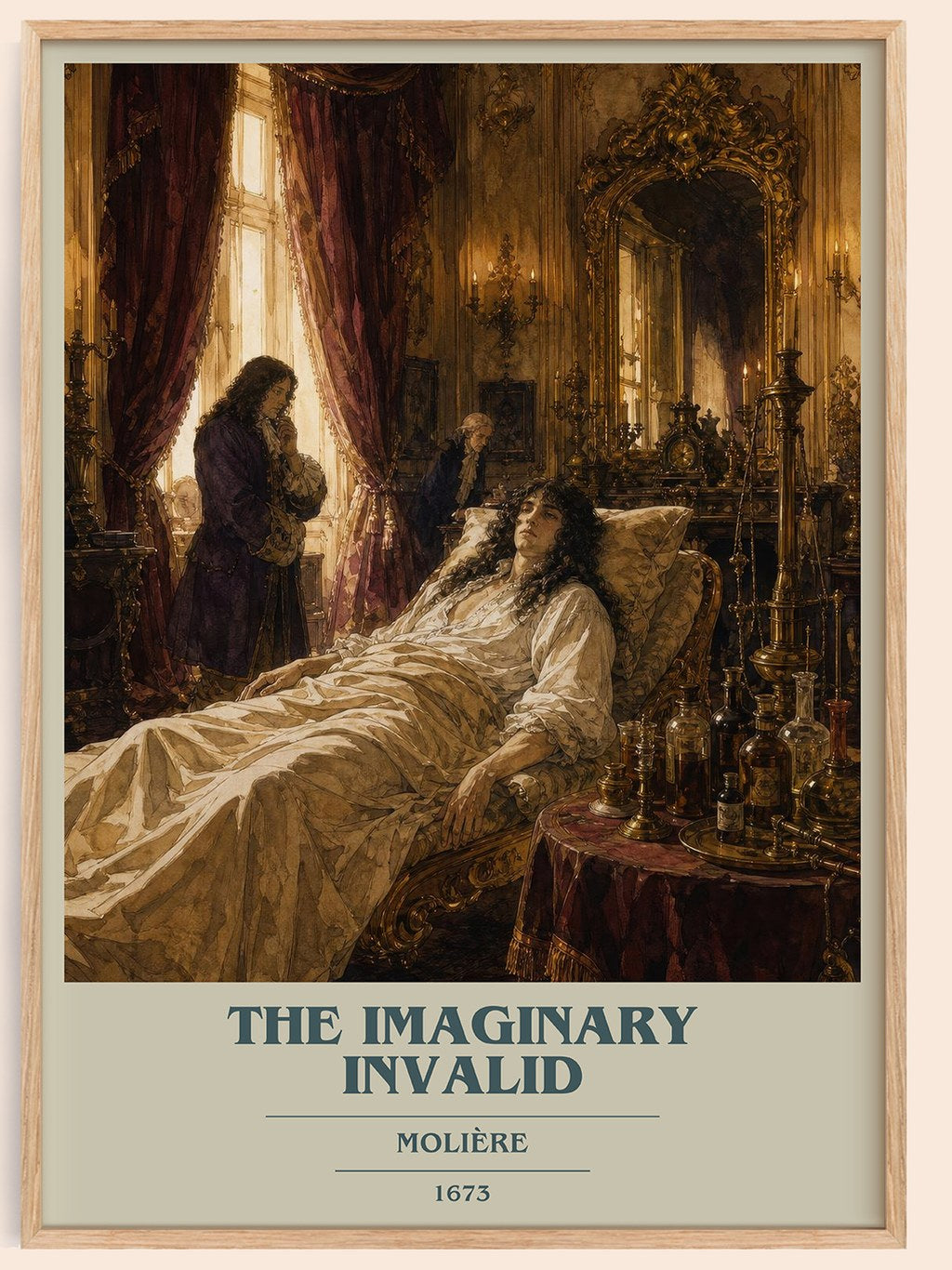 The Imaginary Invalid book cover book poster by Molière – framed literary art print