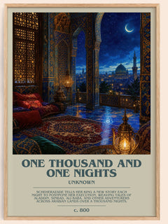 One Thousand and One Nights bookish book poster by Unknown – framed literary art print