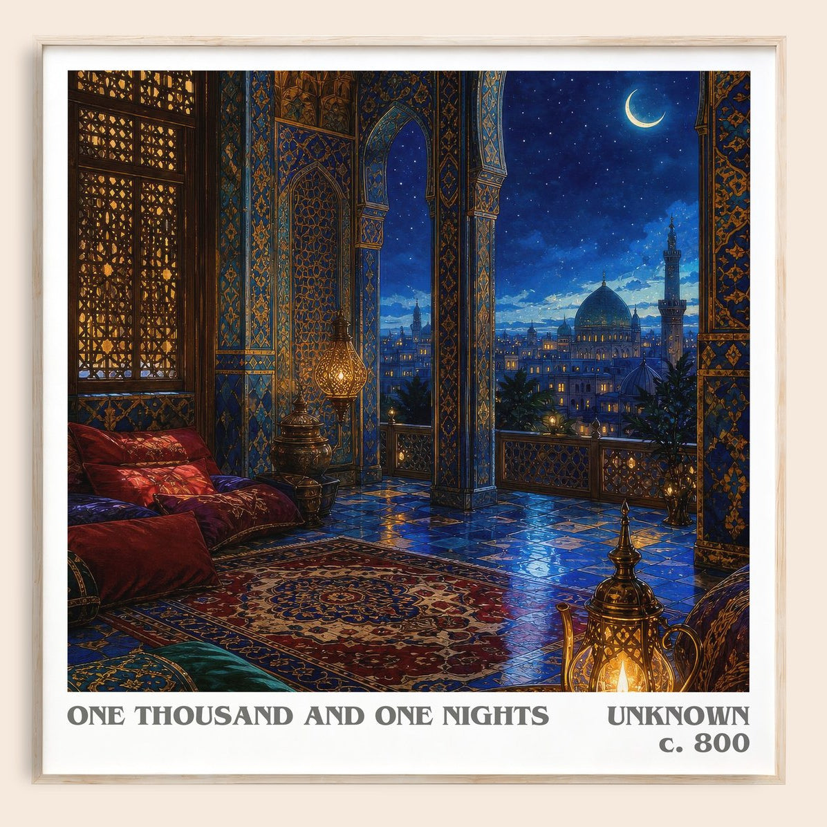 One Thousand and One Nights literary book poster by Unknown – framed literary art print