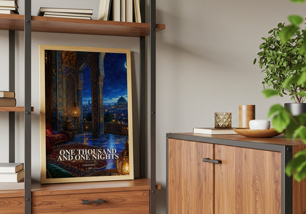 One Thousand and One Nights book watercolour illustration paper finish options – matte satin gloss