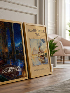 One Thousand and One Nights watercolour print framed by window – literary home decor