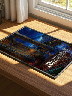 One Thousand and One Nights watercolour book poster framed on wall – classic literature wall art