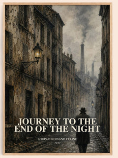Journey to the End of The Night watercolour book poster by Louis-Ferdinand Céline – framed literary art print