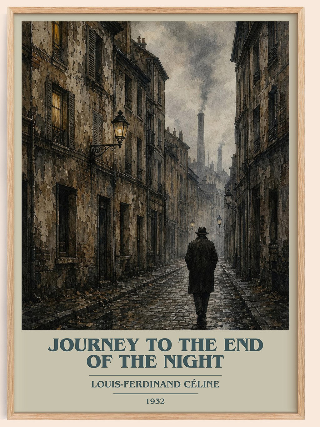 Journey to the End of The Night book cover book poster by Louis-Ferdinand Céline – framed literary art print
