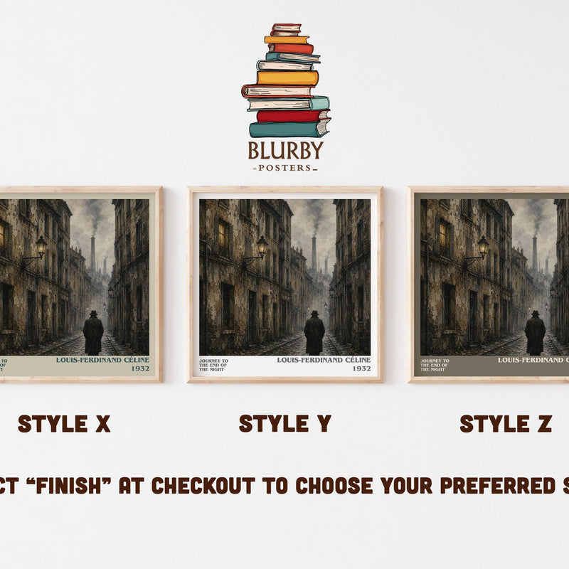 Journey to the End of The Night literary print in frame leaning in hallway – literary fiction wall art