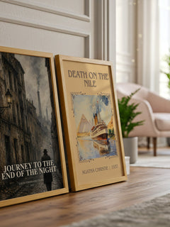 Journey to the End of The Night watercolour print framed by window – literary home decor