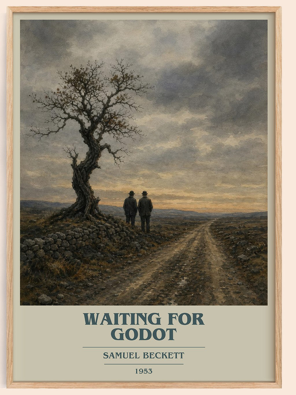 Waiting for Godot book cover book poster by Samuel Beckett – framed literary art print