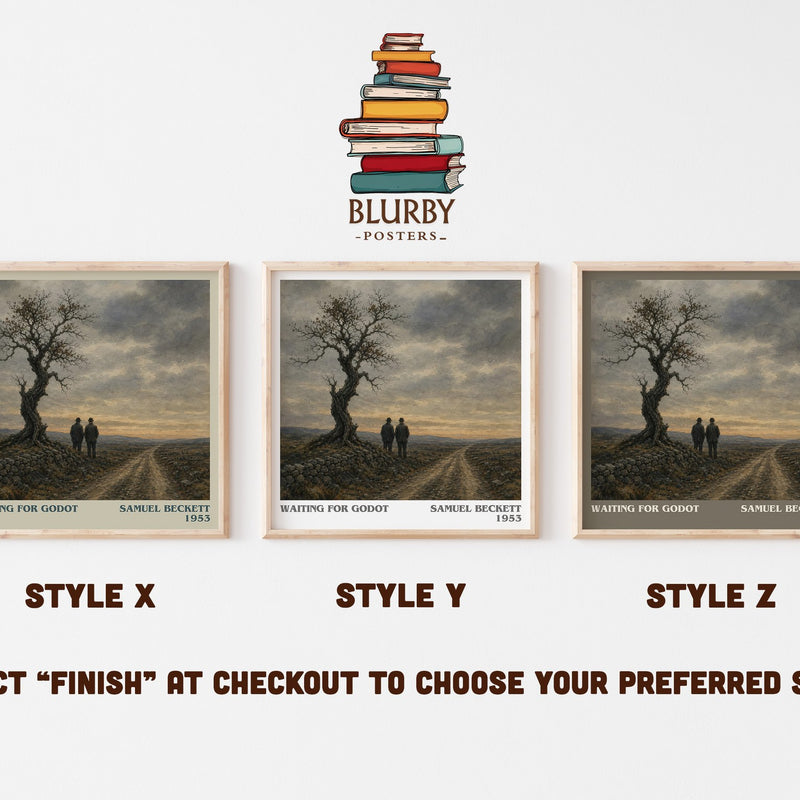 Waiting for Godot literary print in frame leaning in hallway – philosophy wall art