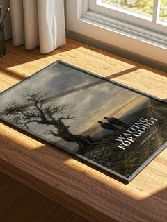 Waiting for Godot watercolour book poster framed on wall – philosophy wall art
