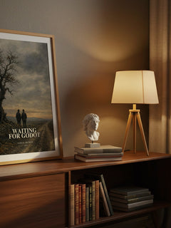 Waiting for Godot watercolour print on bookshelf – Samuel Beckett fan gift