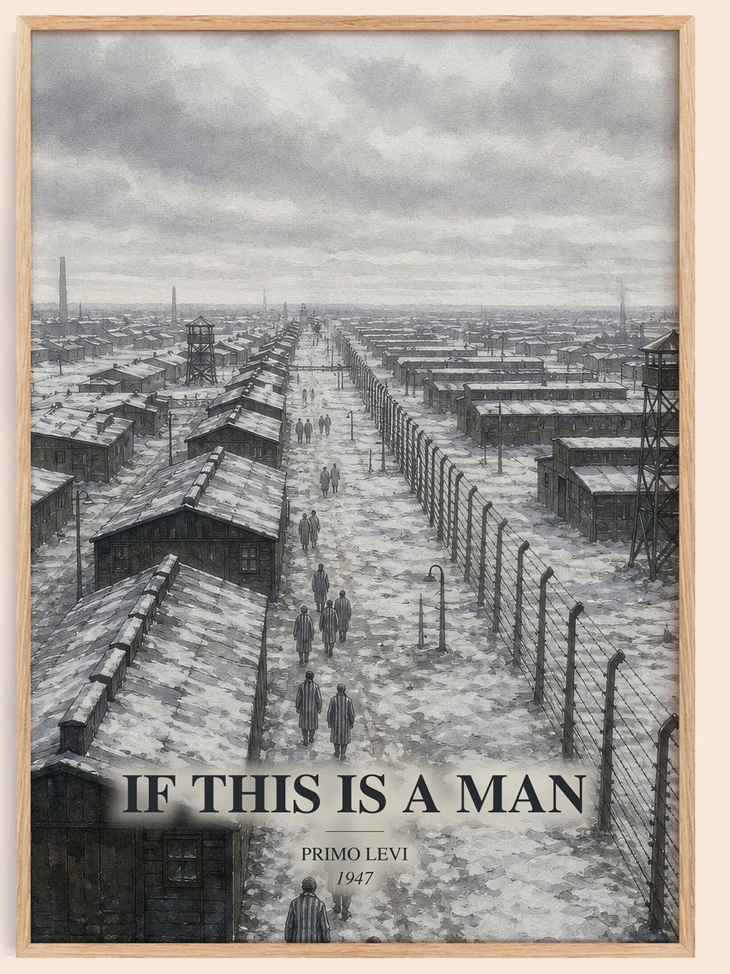 If This Is a Man watercolour book poster by Primo Levi – framed literary art print