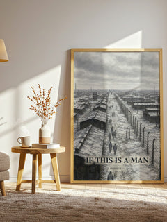 If This Is a Man watercolour print in frame leaning in hallway – memoir wall art
