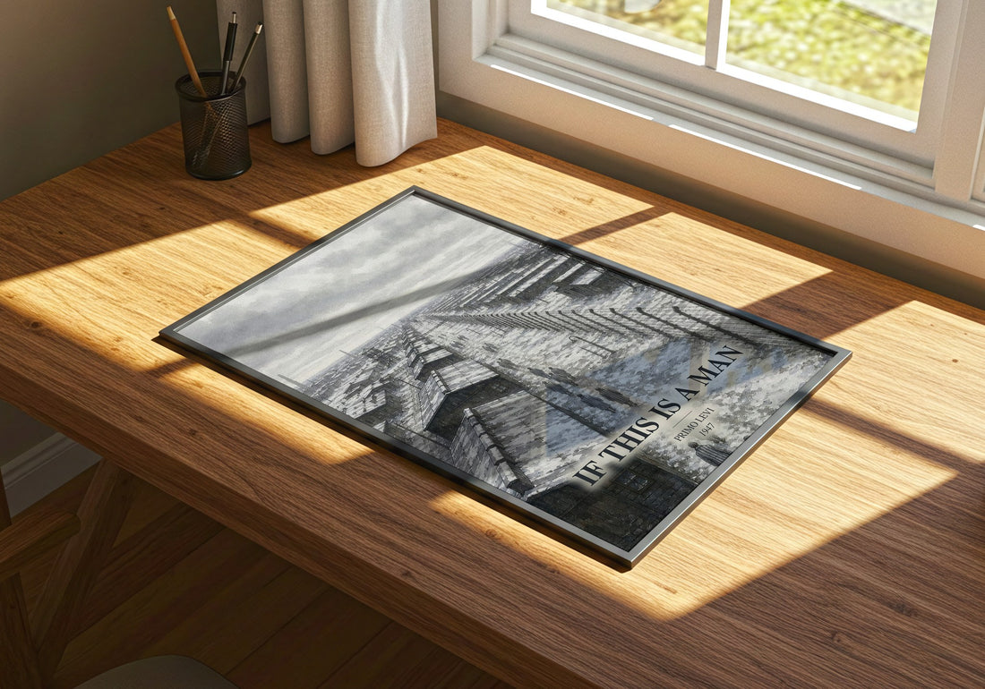 If This Is a Man watercolour book poster framed on wall – memoir wall art