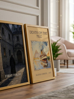 First Folio watercolour print framed by window – literary home decor
