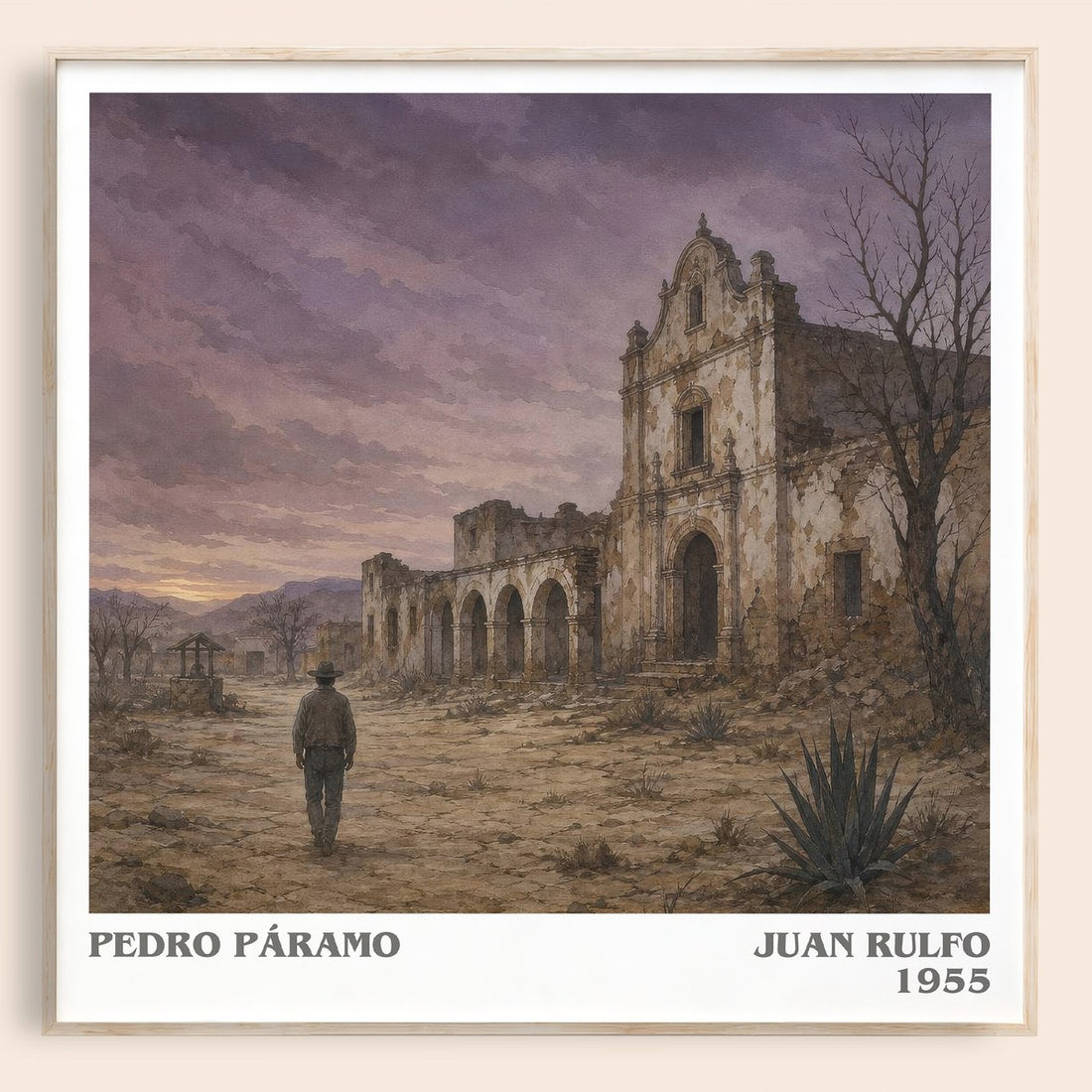 Pedro Páramo literary book poster by Juan Rulfo – framed literary art print