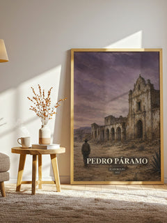Pedro Páramo watercolour print in frame leaning in hallway – literary fiction wall art