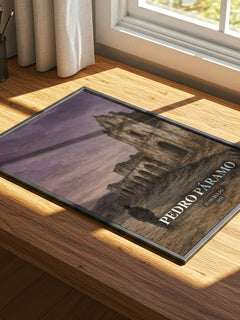 Pedro Páramo watercolour book poster framed on wall – literary fiction wall art