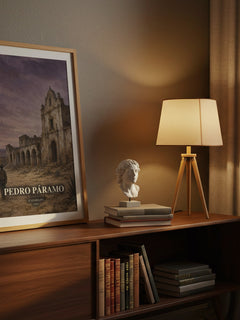 Pedro Páramo watercolour print on bookshelf – Juan Rulfo fan gift
