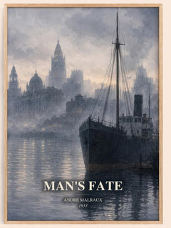 Man's Fate watercolour book poster by Andre Malraux – framed literary art print