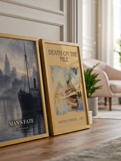 Man's Fate watercolour print framed by window – literary home decor