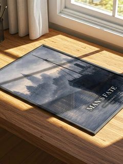 Man's Fate watercolour book poster framed on wall – literary fiction wall art