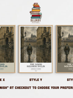 The Good Soldier Švejk book cover print in frame leaning in hallway – satire wall art