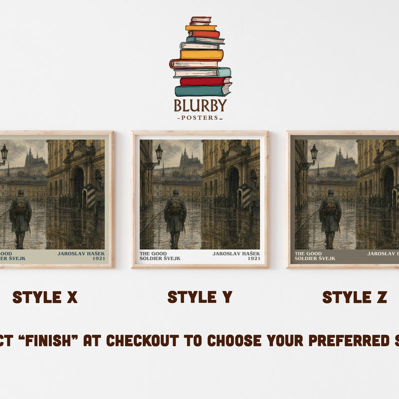The Good Soldier Švejk literary print in frame leaning in hallway – satire wall art