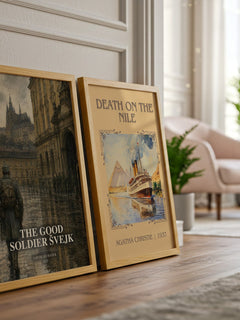 The Good Soldier Švejk watercolour print framed by window – literary home decor