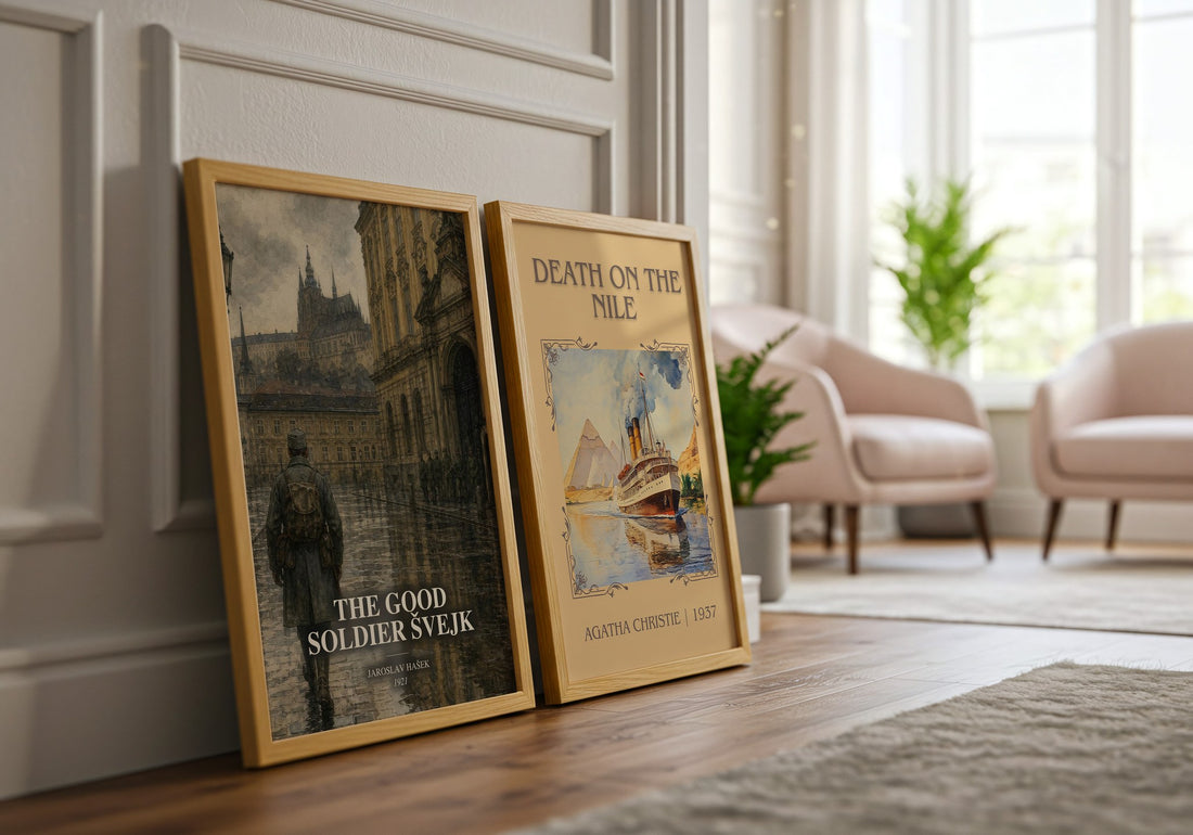 The Good Soldier Švejk watercolour print framed by window – literary home decor