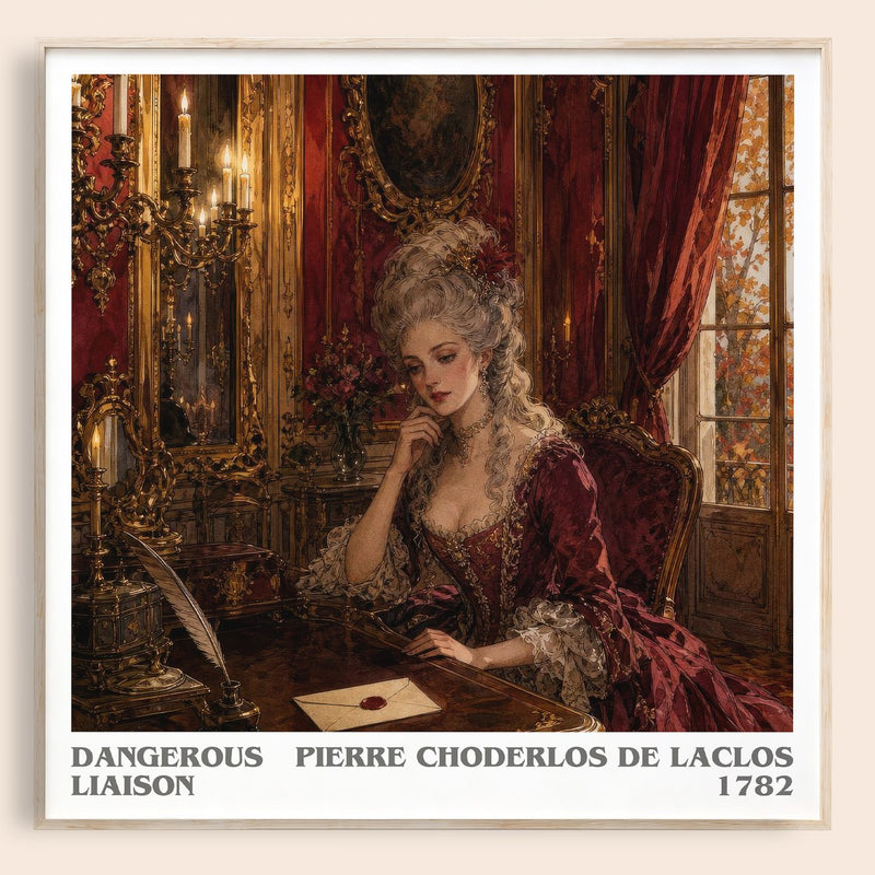 Dangerous Liaison literary book poster by Pierre Choderlos de Laclos – framed literary art print