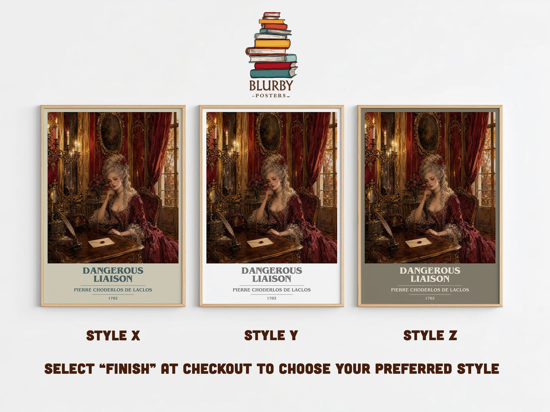 Dangerous Liaison book cover print in frame leaning in hallway – classic literature wall art