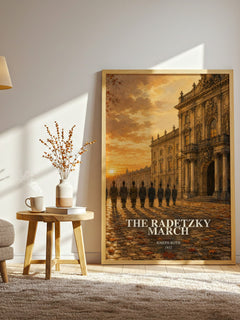 The Radetzky March watercolour print in frame leaning in hallway – historical fiction wall art