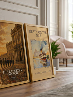The Radetzky March watercolour print framed by window – literary home decor