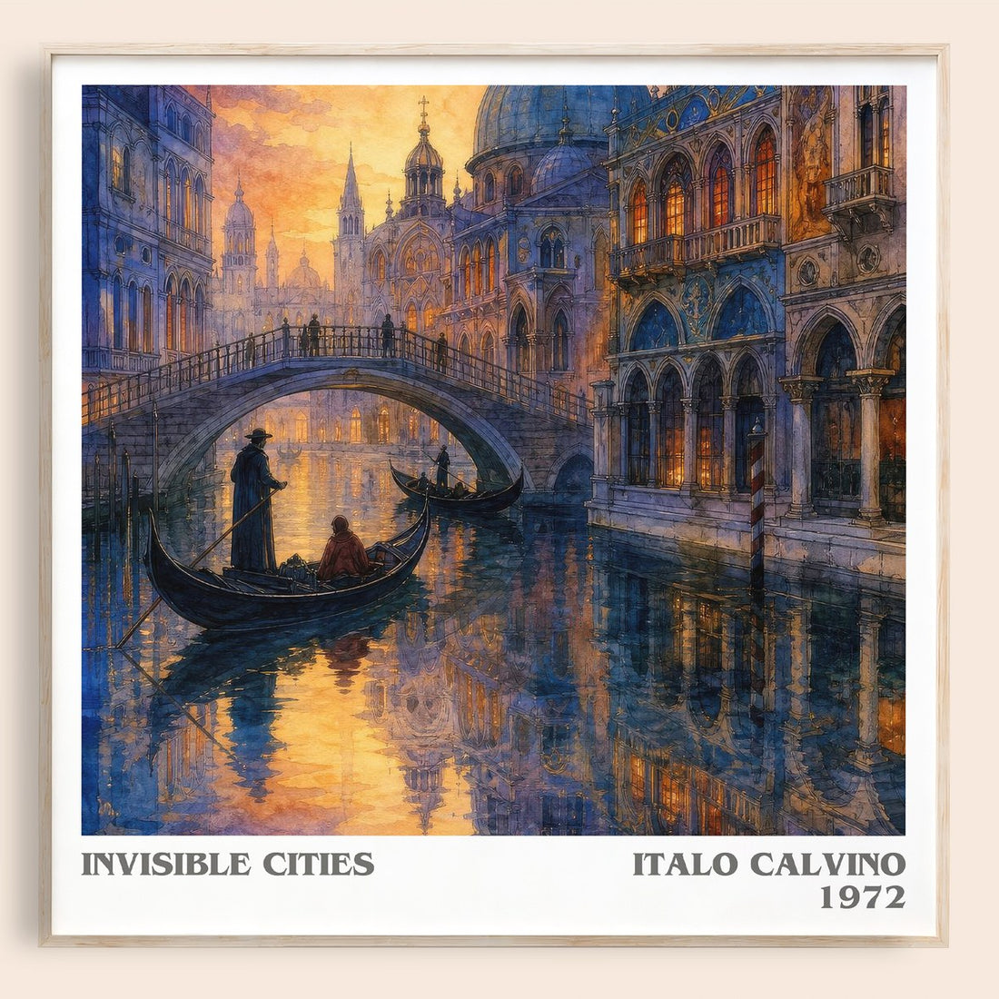 Invisible Cities literary book poster by Italo Calvino – framed literary art print