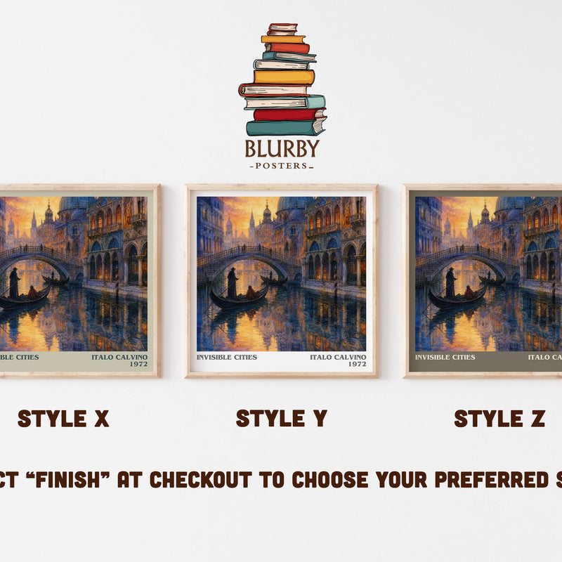 Invisible Cities literary print in frame leaning in hallway – literary fiction wall art
