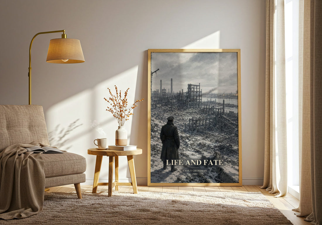 Life and Fate watercolour print in frame leaning in hallway – historical fiction wall art