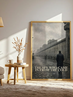 The Spy Who Came in From the Cold watercolour print in frame leaning in hallway – thriller wall art