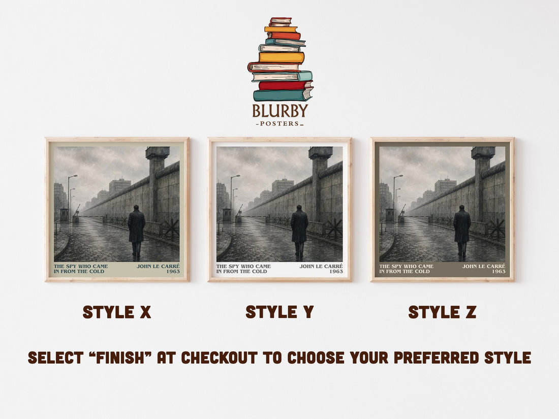 The Spy Who Came in From the Cold literary print in frame leaning in hallway – thriller wall art (mockup)