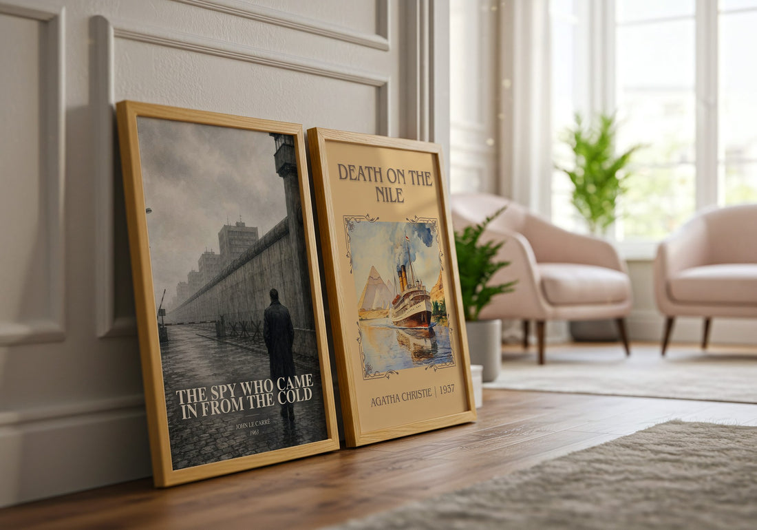 The Spy Who Came in From the Cold watercolour print framed by window – literary home decor