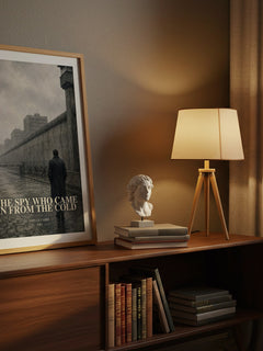 The Spy Who Came in From the Cold watercolour print on bookshelf – John le Carré fan gift