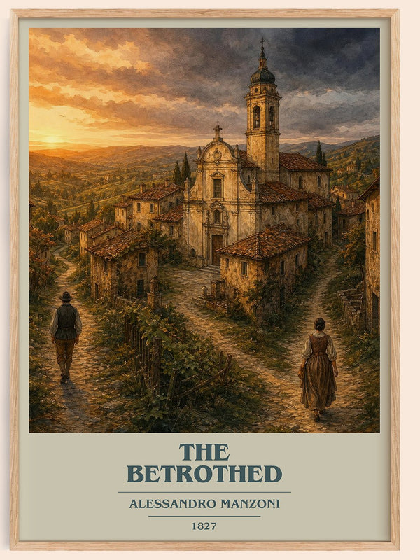 The Betrothed book cover book poster by Alessandro Manzoni – framed literary art print