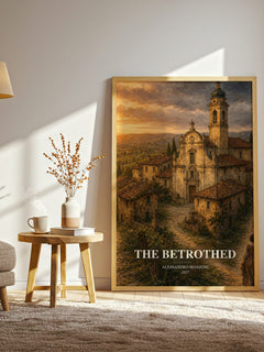 The Betrothed watercolour print in frame leaning in hallway – historical fiction wall art