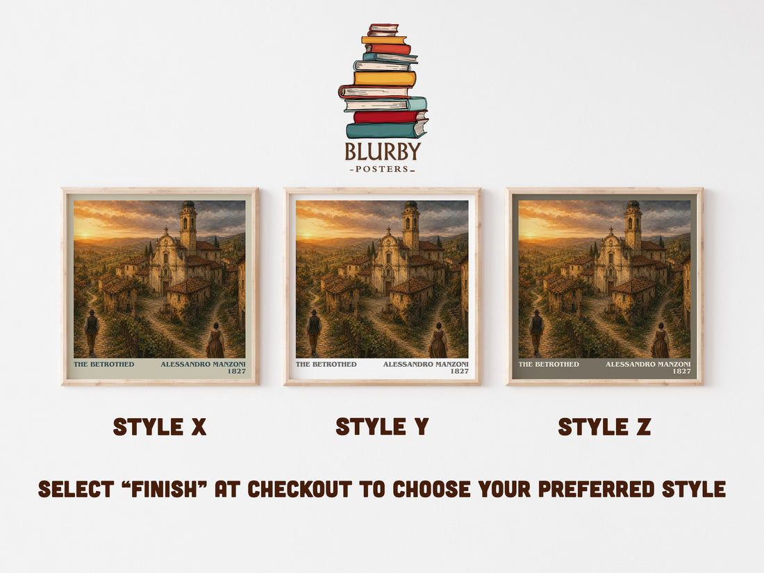 The Betrothed literary print in frame leaning in hallway – historical fiction wall art (mockup)