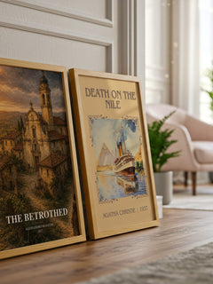 The Betrothed watercolour print framed by window – literary home decor