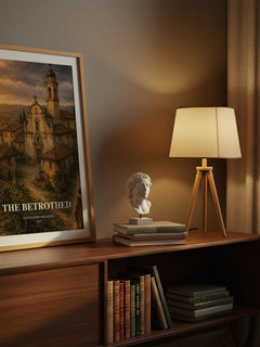 The Betrothed watercolour print on bookshelf – Alessandro Manzoni fan gift