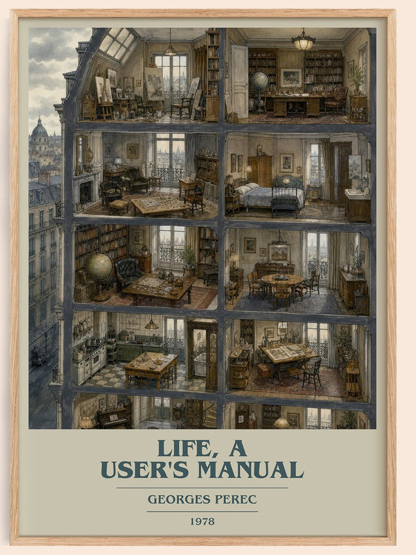 Life, a User's Manual book cover book poster by Georges Perec – framed literary art print