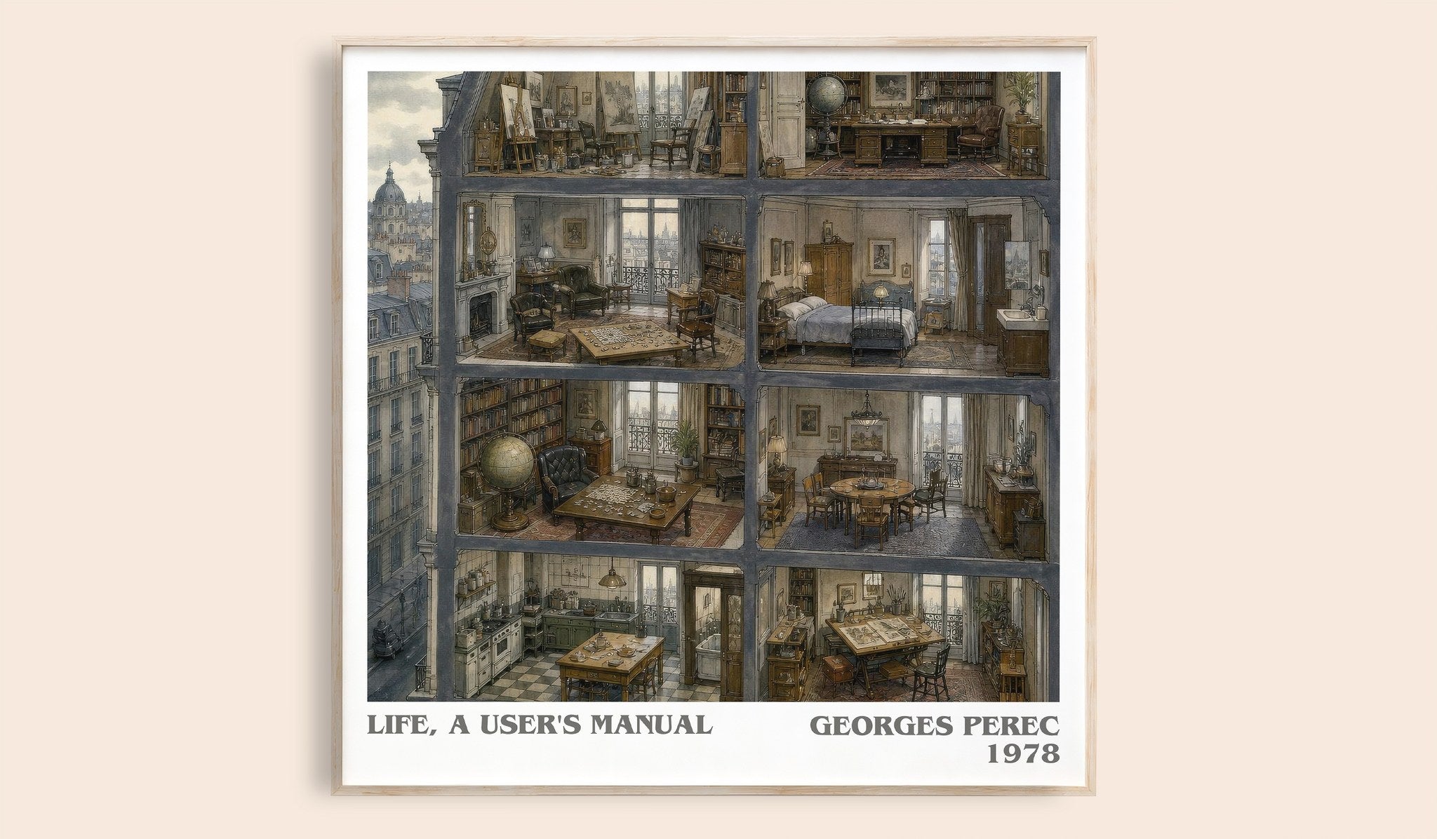 Life, a User's Manual Literary Art Print by Georges Perec