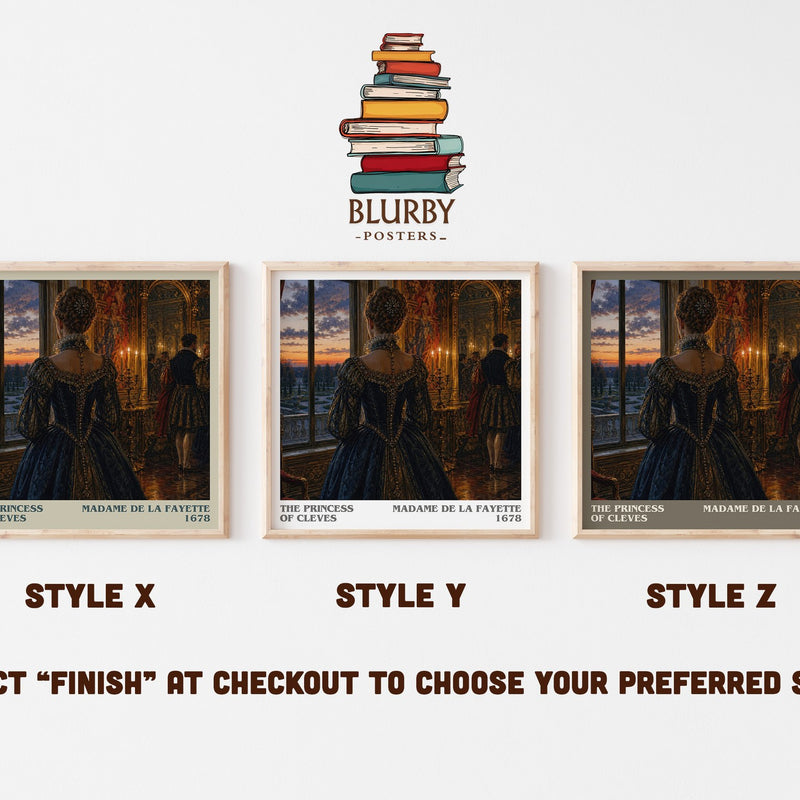 The Princess of Cleves literary print in frame leaning in hallway – classic literature wall art
