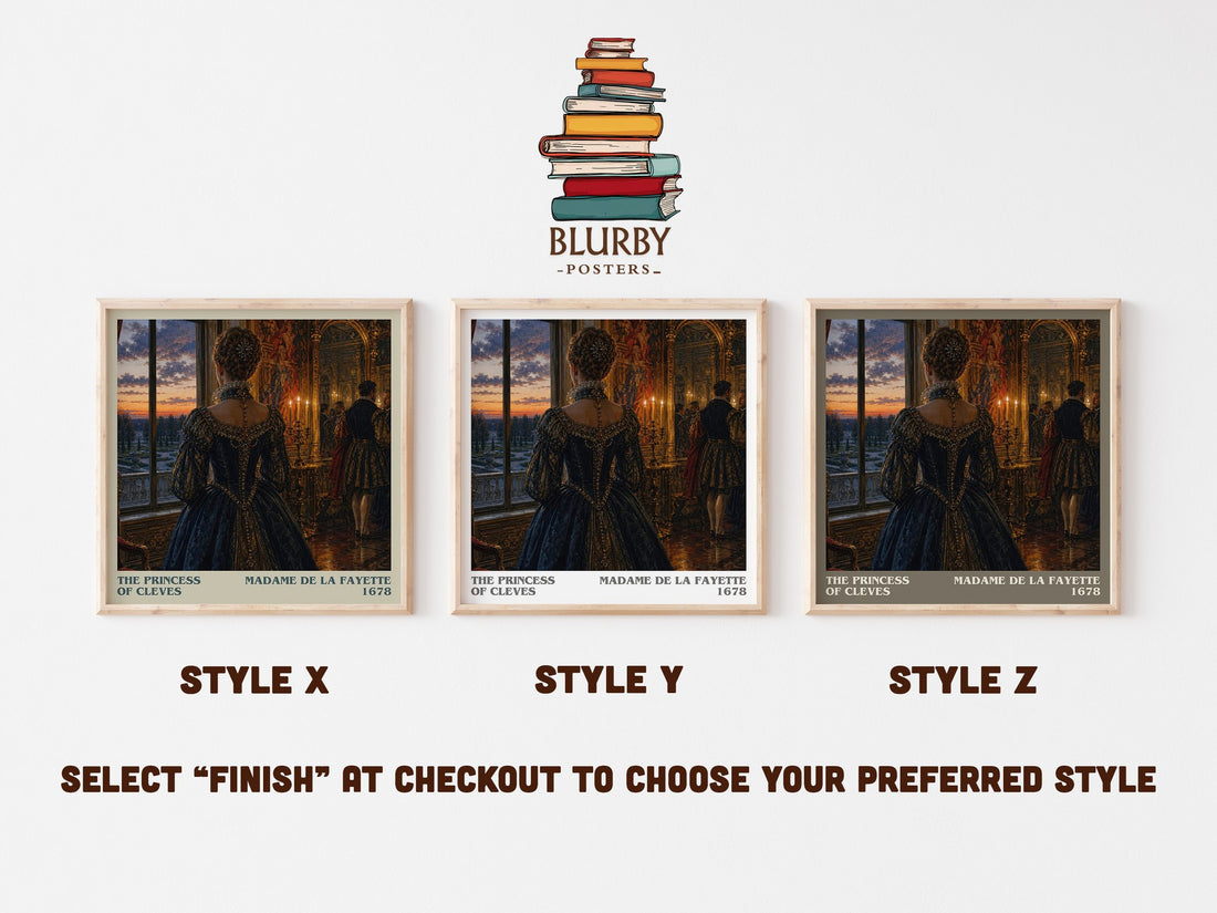 The Princess of Cleves literary print in frame leaning in hallway – classic literature wall art (mockup)