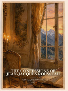 The Confessions of Jean-Jacques Rousseau watercolour book poster by Jean-Jacques Rousseau – framed literary art print